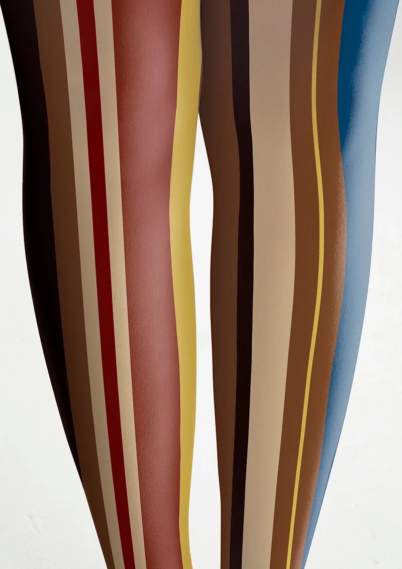 Women Yesterday Rhythm Retro Striped Print Tights Pantyhose