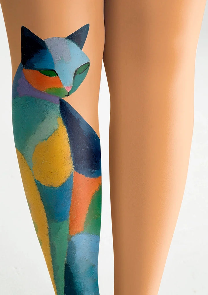 Women Cat's Color Gamut Art Graphic Print Tights Pantyhose
