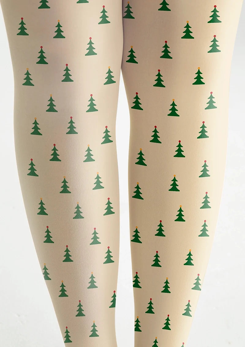 Little Christmas Tree Polka Dots Tights Hosiery Pantyhose
