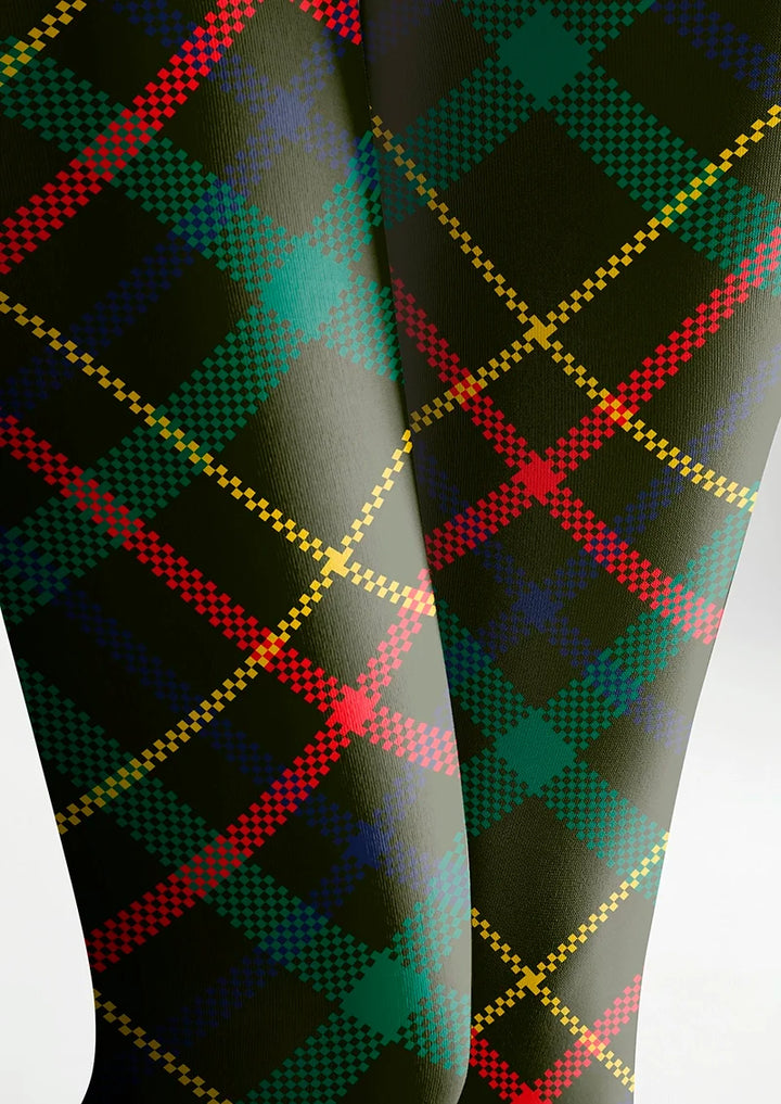 Christmas Dark green stripes Checked Tights Hosiery Pantyhose