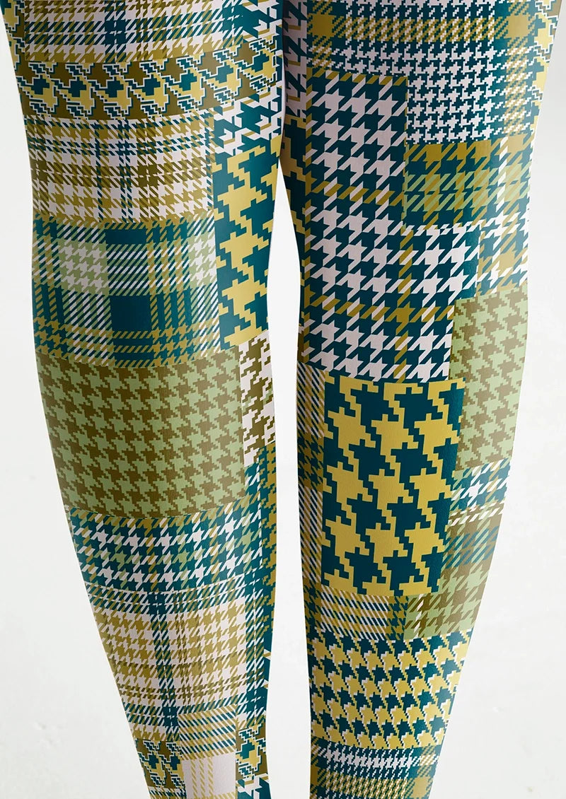 Women Patchwork Houndstooth Print Tights and Hosiery Pantyhose