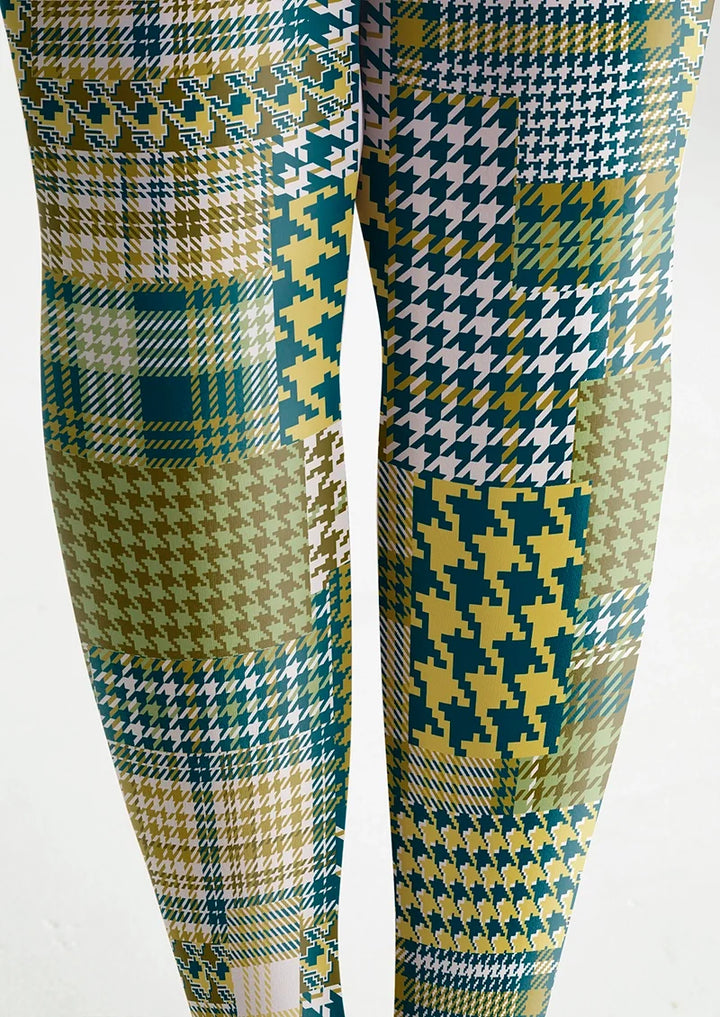 Women Patchwork Houndstooth Print Tights and Hosiery Pantyhose