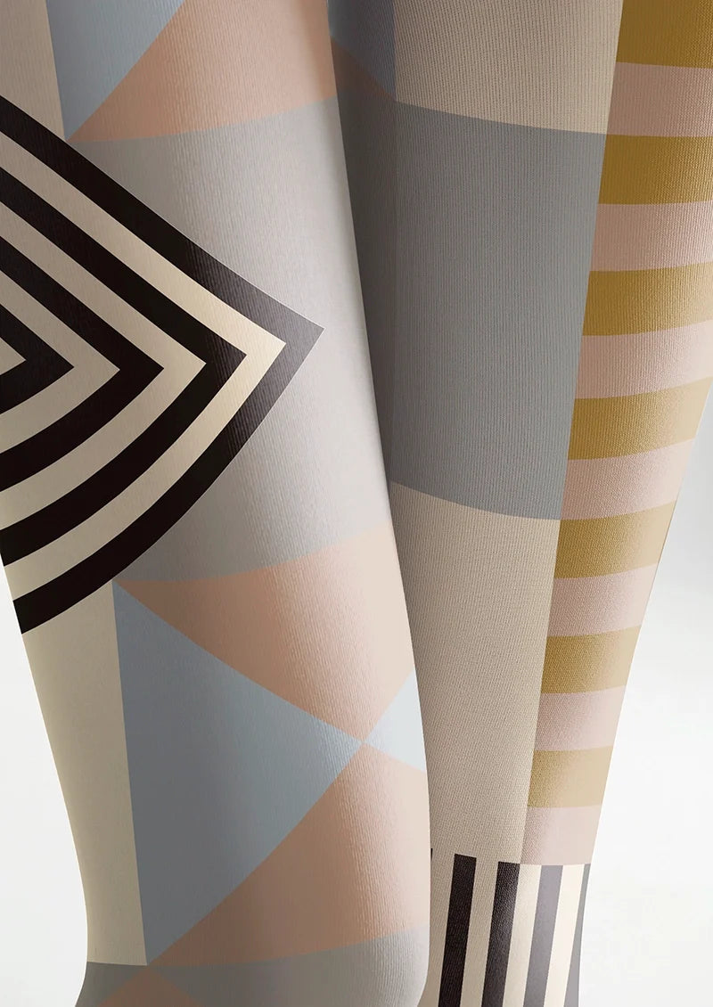 Women Bauhaus Steps Geometric Graphic Tights Pantyhose