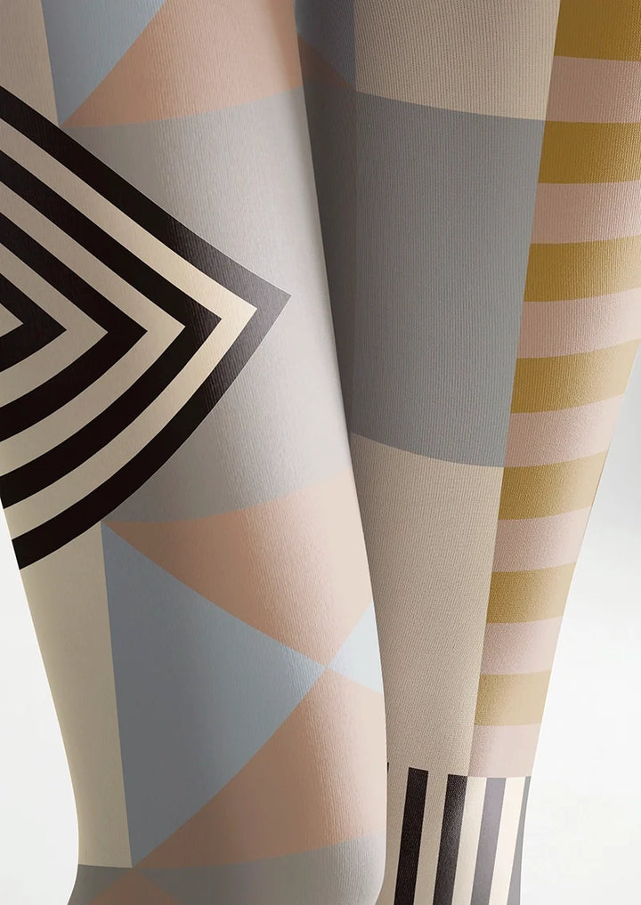 Women Bauhaus Steps Geometric Graphic Tights Pantyhose