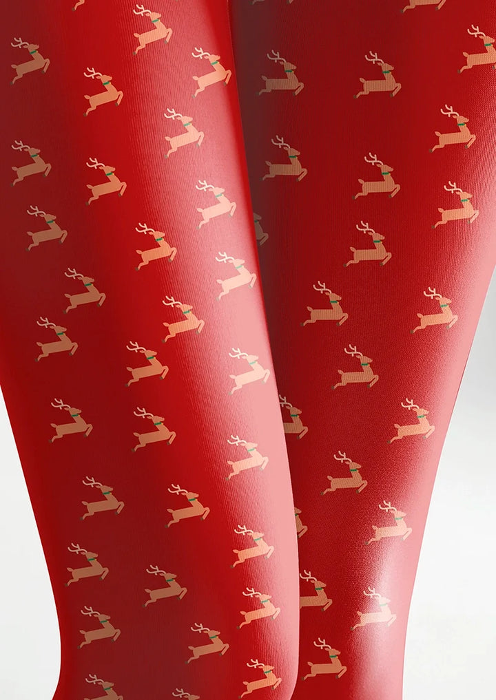 Christmas Reindeer Polka Dot Tights Hosiery Pantyhose