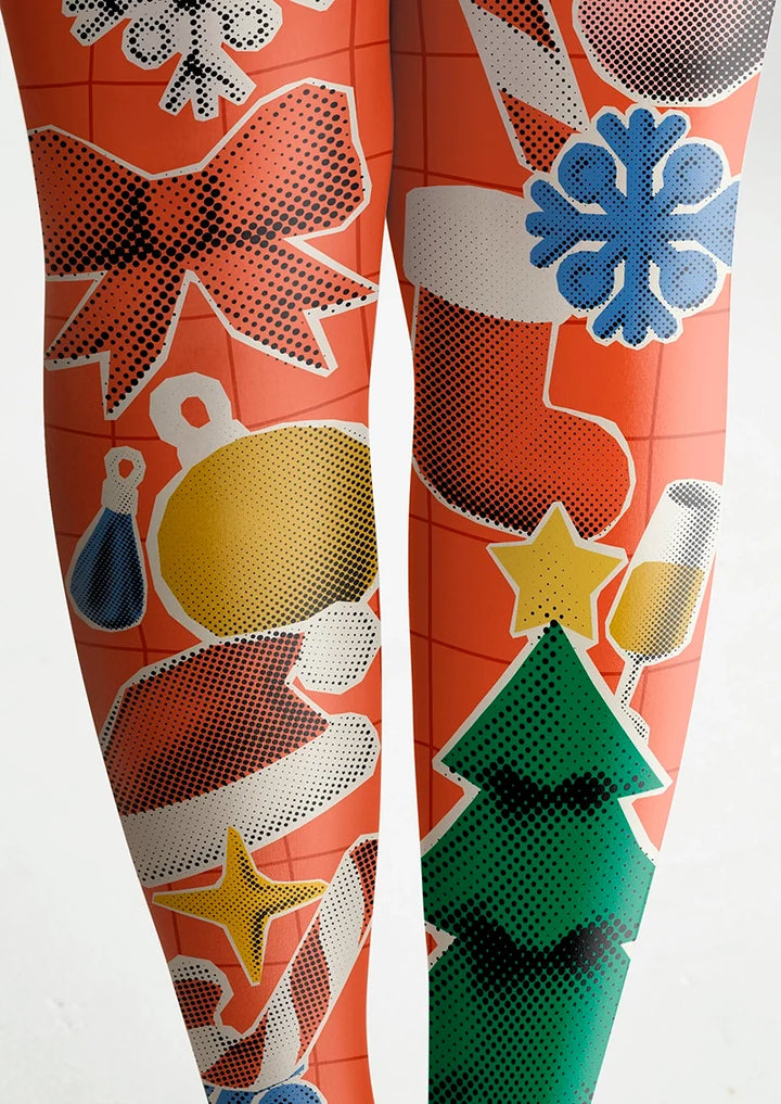 Christmas red collage Tights Hosiery Pantyhose