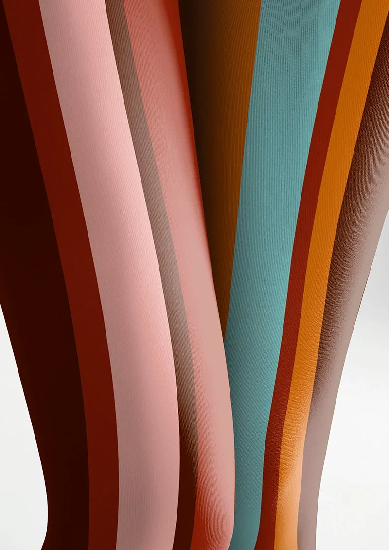Women Color Stripes Pattern Print Tights Hosiery Pantyhose