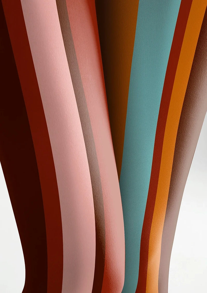 Women Color Stripes Pattern Print Tights Hosiery Pantyhose