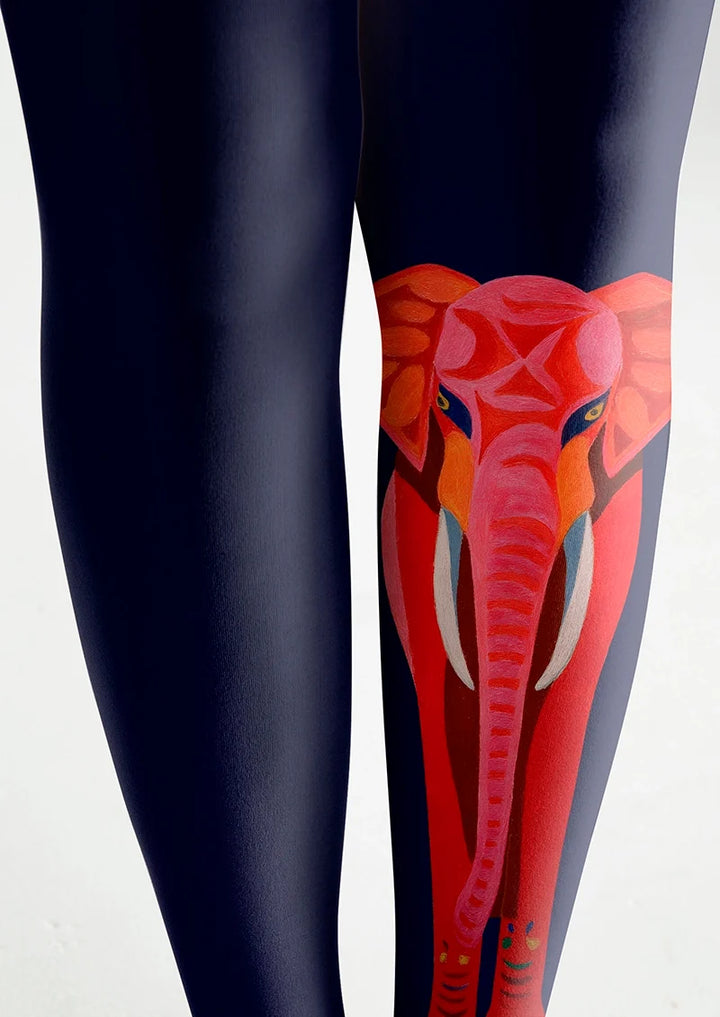 Women Red Elephant Cute Animal Graphic Art Tights Pantyhose