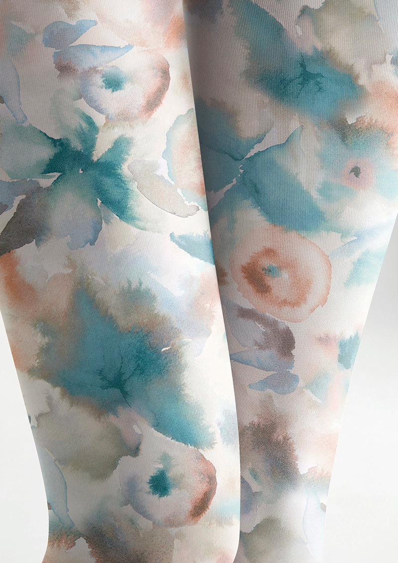 Women Floral Impressionism Printed Tights Hosiery Pantyhose