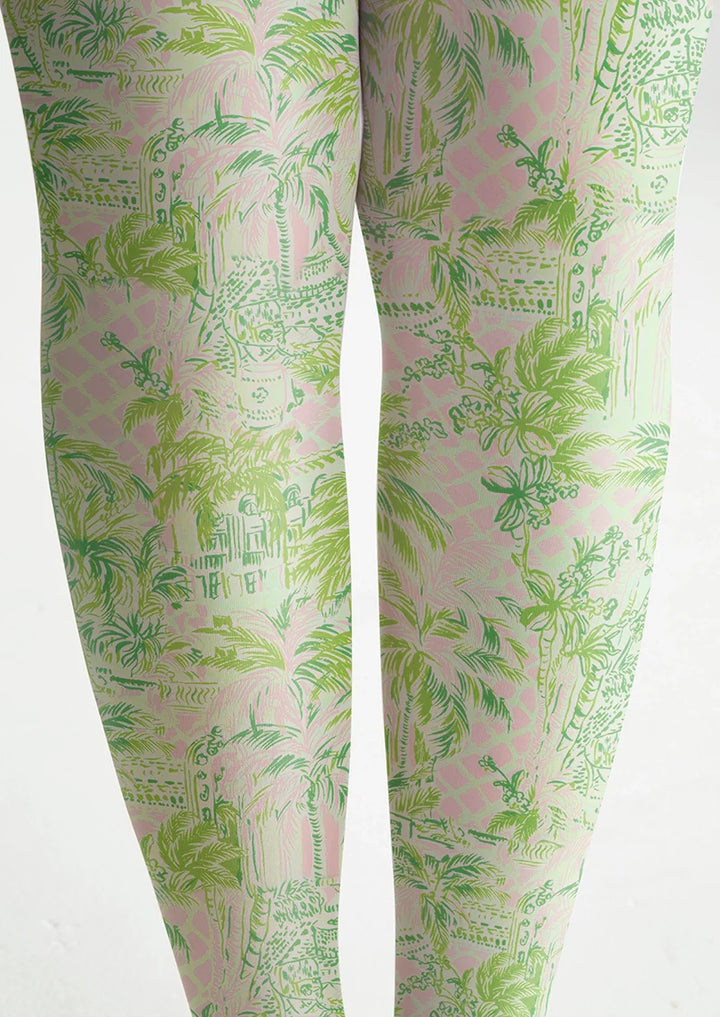 Women Ethereal Bloom Pattern Print Tights Hosiery Pantyhose
