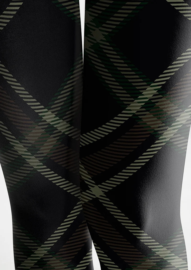 Women Darkness Check Plaid Printed Tights Hosiery Pantyhose