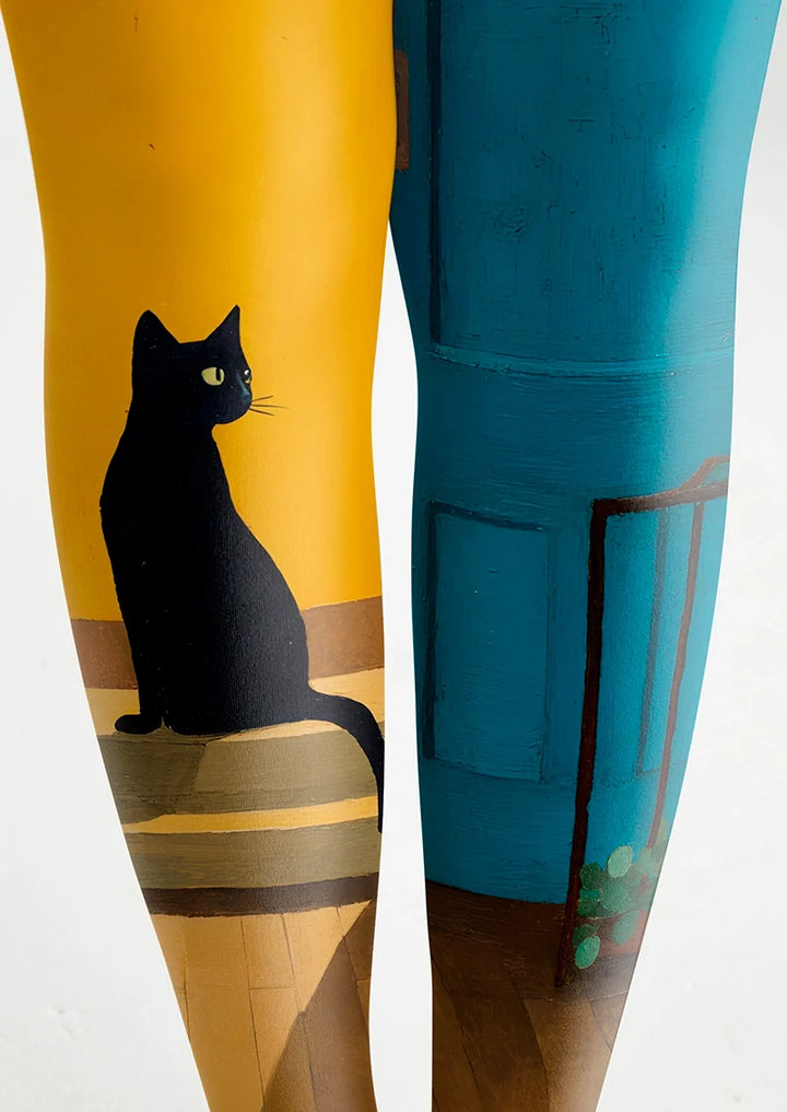 Women Curled Cat Warm Light Cute Animal Print Tights Pantyhose