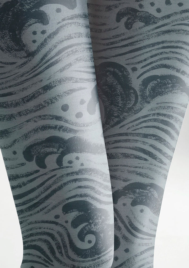 Women Midnight Ocean Currents Print Tights Hosiery Pantyhose