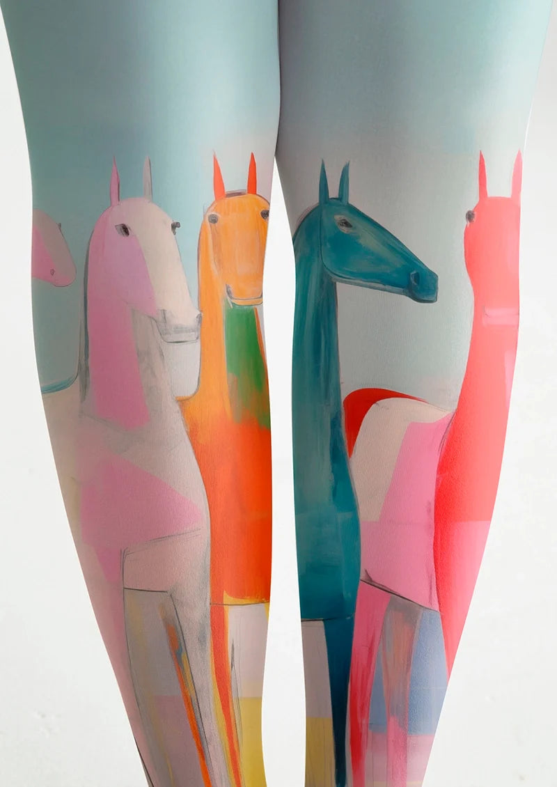 Women Horse Chromatogram Animal Graphic Art Tights Pantyhose