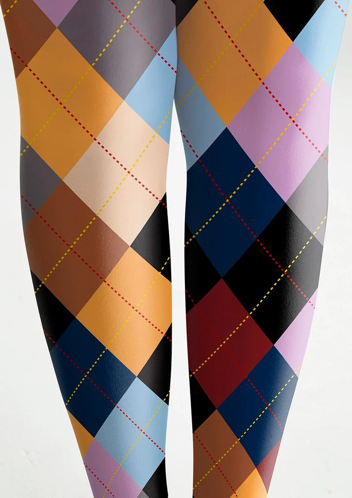 Women Colorful 3D Cubes Geometric Printed Tights Pantyhose
