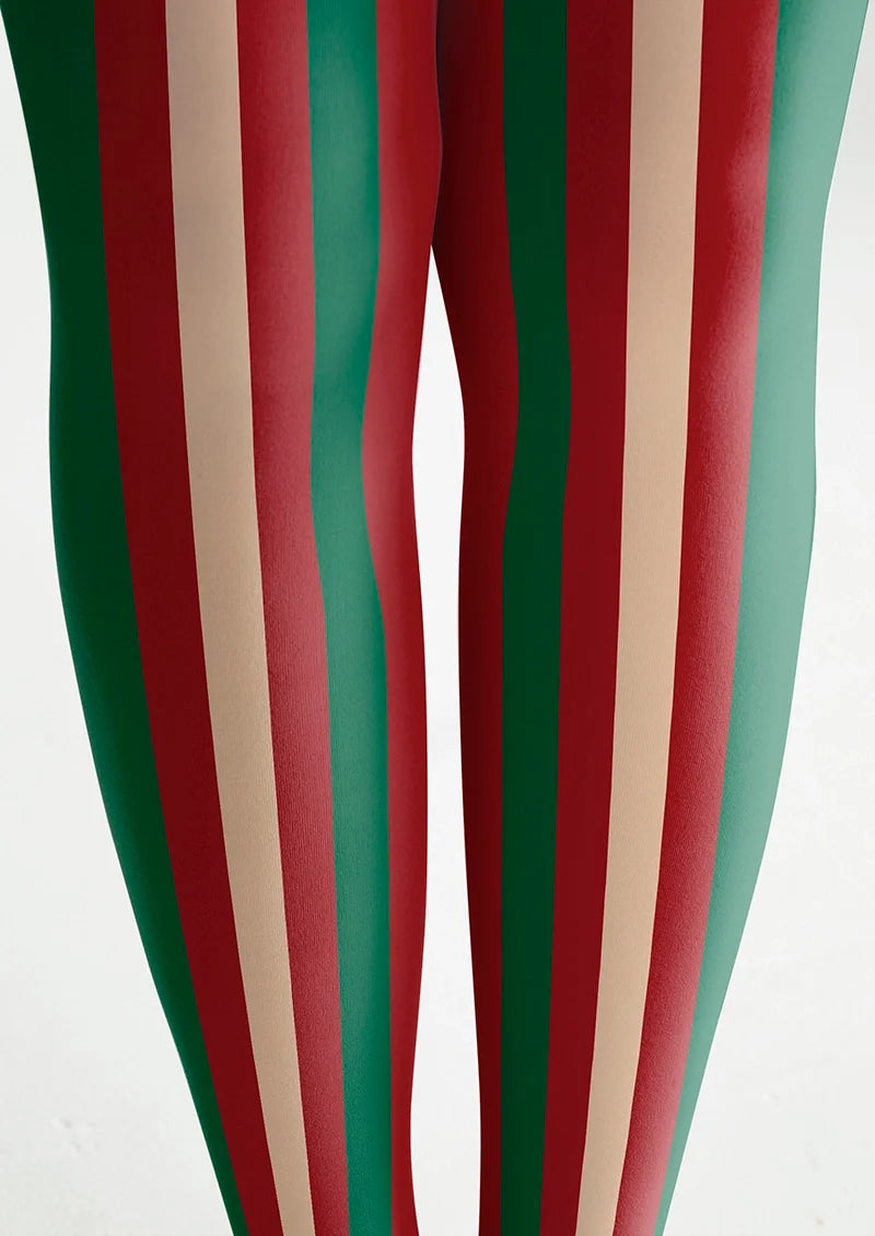 Christmas red-green stripes Tights Hosiery Pantyhose