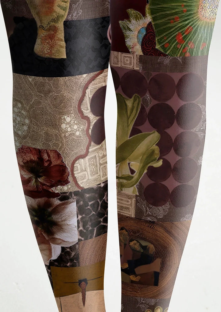 Women Echoes Of Time Pattern Print Tights Hosiery Pantyhose
