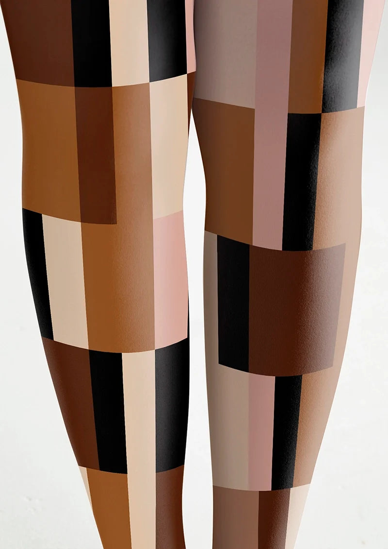 Women Elegant Brown Geometric Patterned Tights Pantyhose
