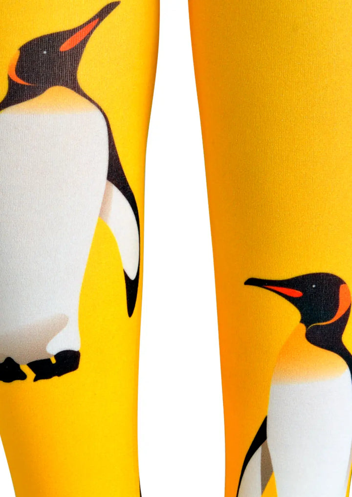 Women Cute Yellow Penguin Animal Print Art Tights Pantyhose