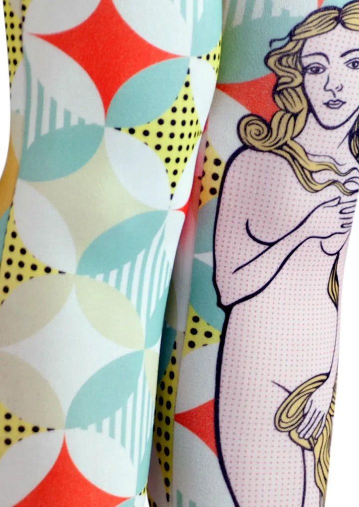 Women Pop Art Venus Figure Printed Graphic Tights Pantyhose