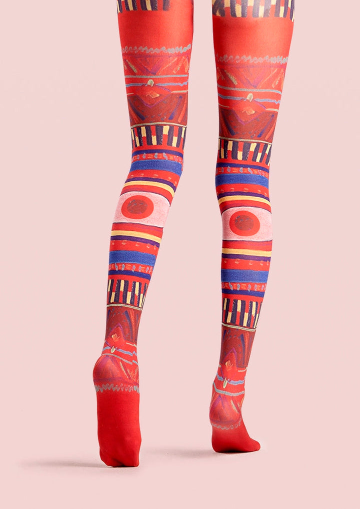 Women Ethnic Boho Art Print Patterned Fashion Tights Pantyhose