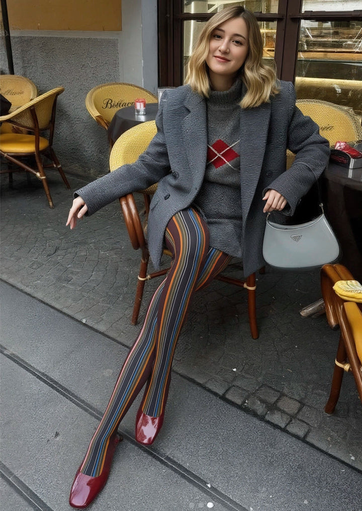 Women Iridescent Yesterday Striped Tights Hosiery Pantyhose