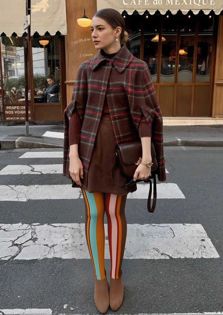 Women Color Stripes Pattern Print Tights Hosiery Pantyhose