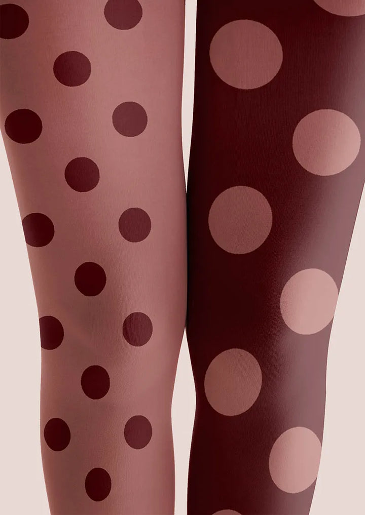 Burgundy Dots Tights Hosiery Pantyhose