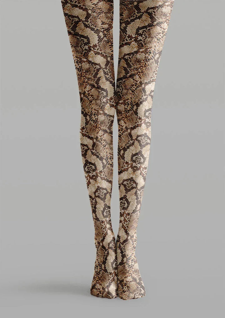 Women Exotic Snake Animal Skin Patterned Tights Pantyhose