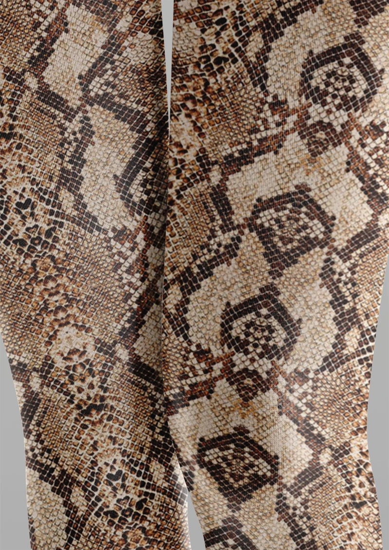 Women Exotic Snake Animal Skin Patterned Tights Pantyhose