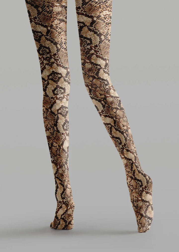 Women Exotic Snake Animal Skin Patterned Tights Pantyhose