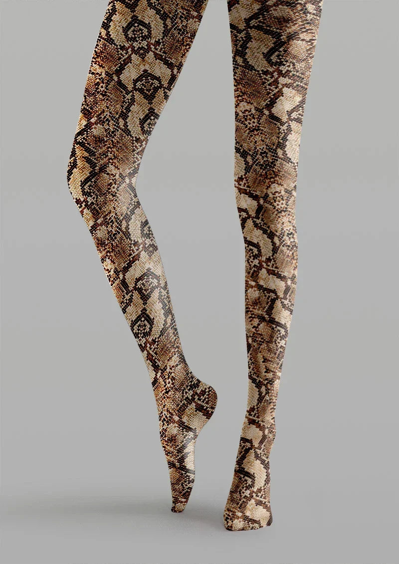 Women Exotic Snake Animal Skin Patterned Tights Pantyhose