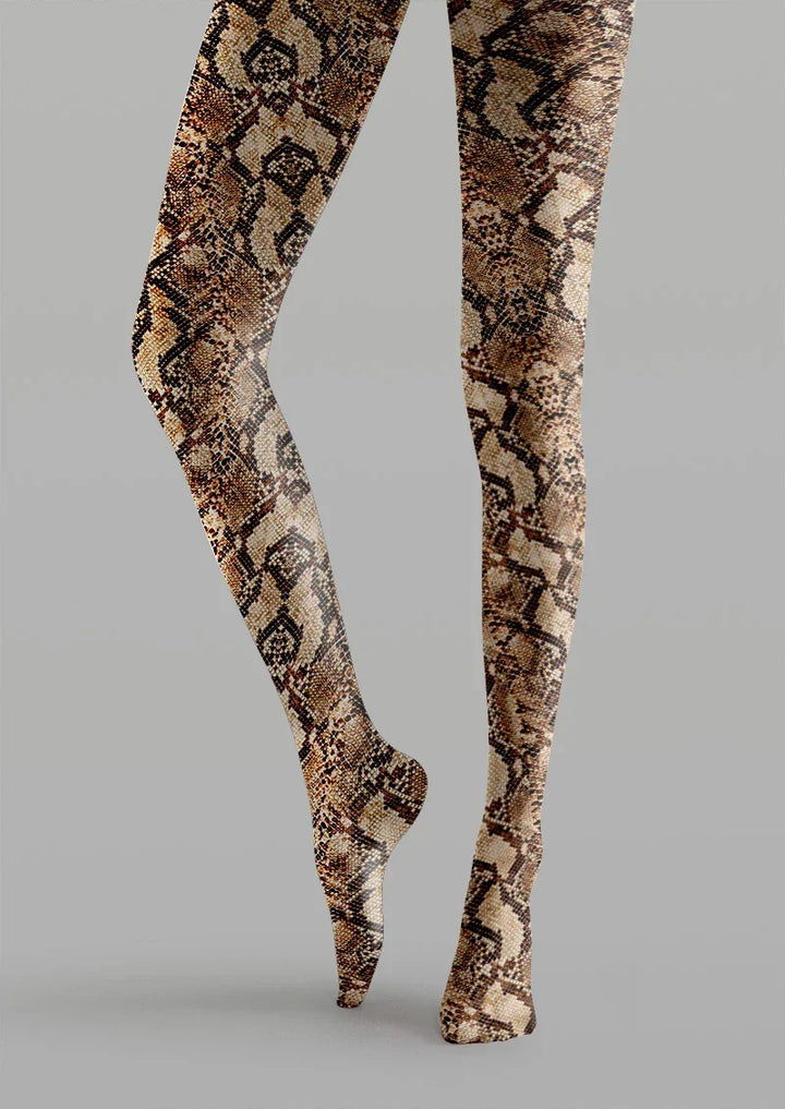 Women Exotic Snake Animal Skin Patterned Tights Pantyhose