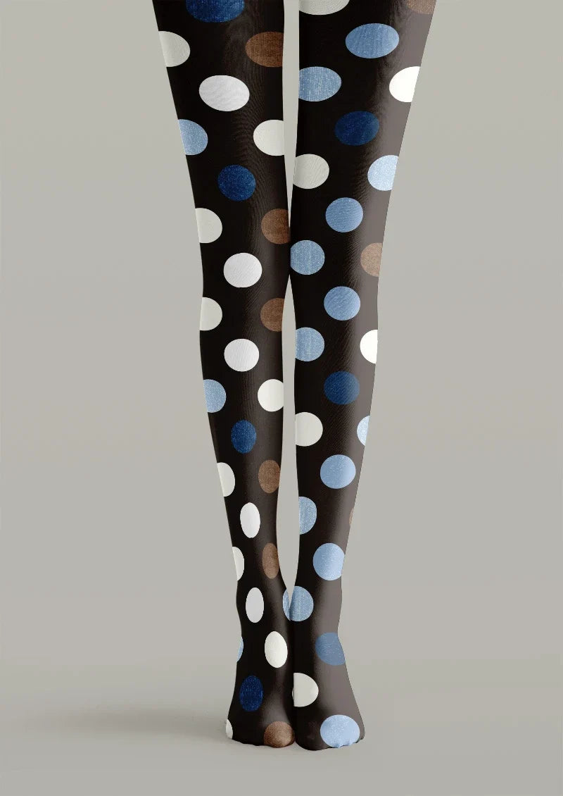 Women Retro Dot Mix Pattern Print Tights and Hosiery Pantyhose