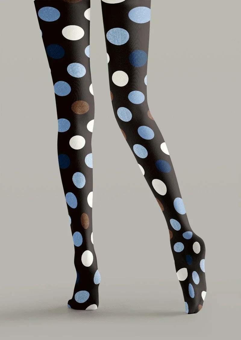 Women Retro Dot Mix Pattern Print Tights and Hosiery Pantyhose