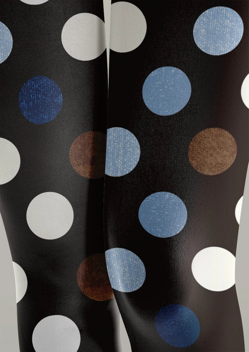 Women Retro Dot Mix Pattern Print Tights and Hosiery Pantyhose