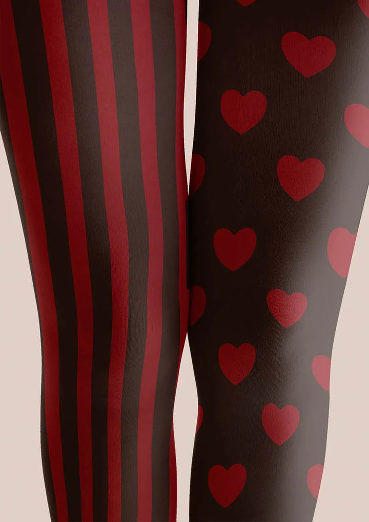 Valentine's Day Heartbeat Stripe Tights Hosiery Pantyhose