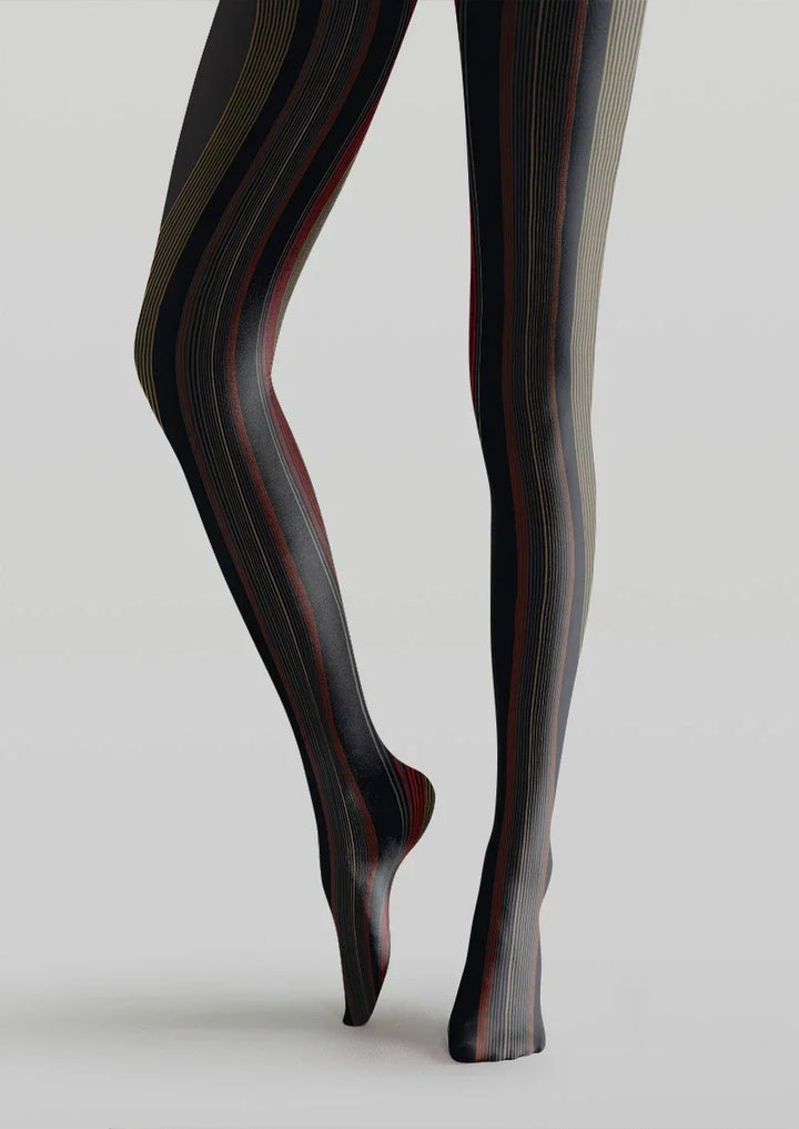 Women Classic Black Textured Pattern Hosiery Tights Pantyhose