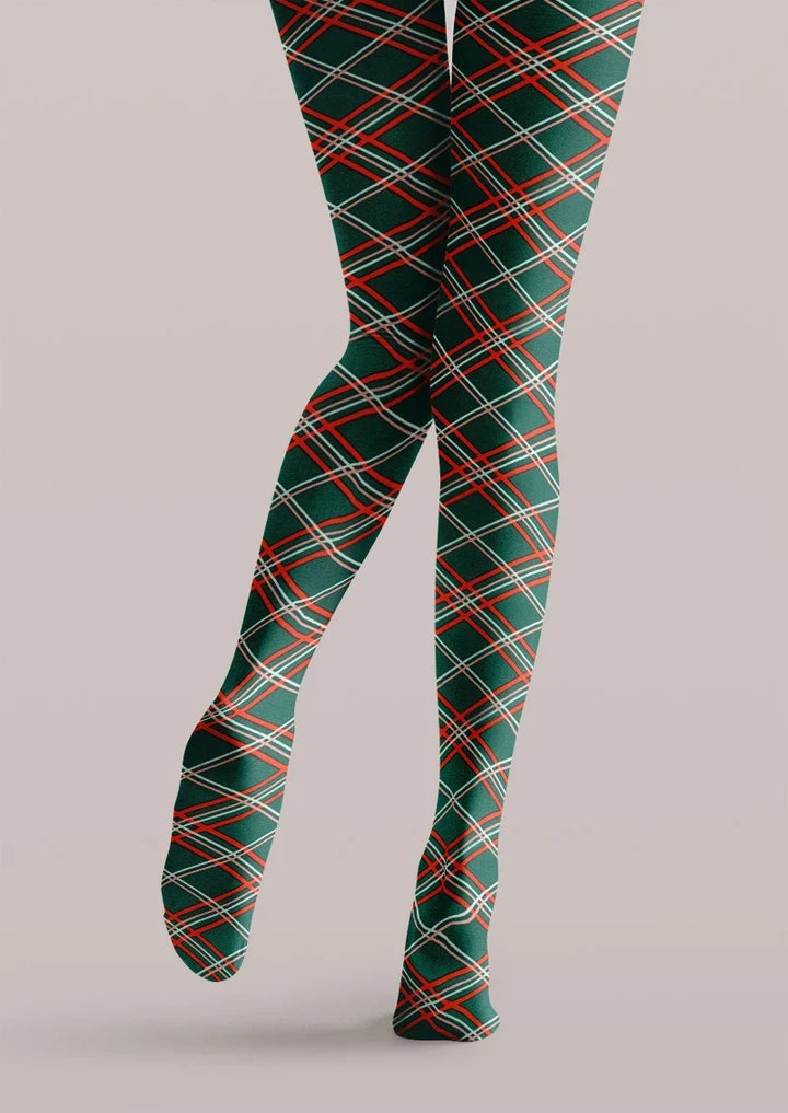 Christmas Plaid Red Green Tights Hosiery Pantyhose