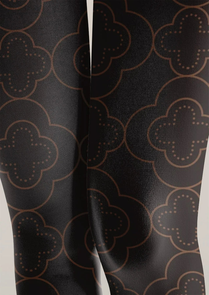 Women Golden Petal Graphic Print Tights and Hosiery Pantyhose
