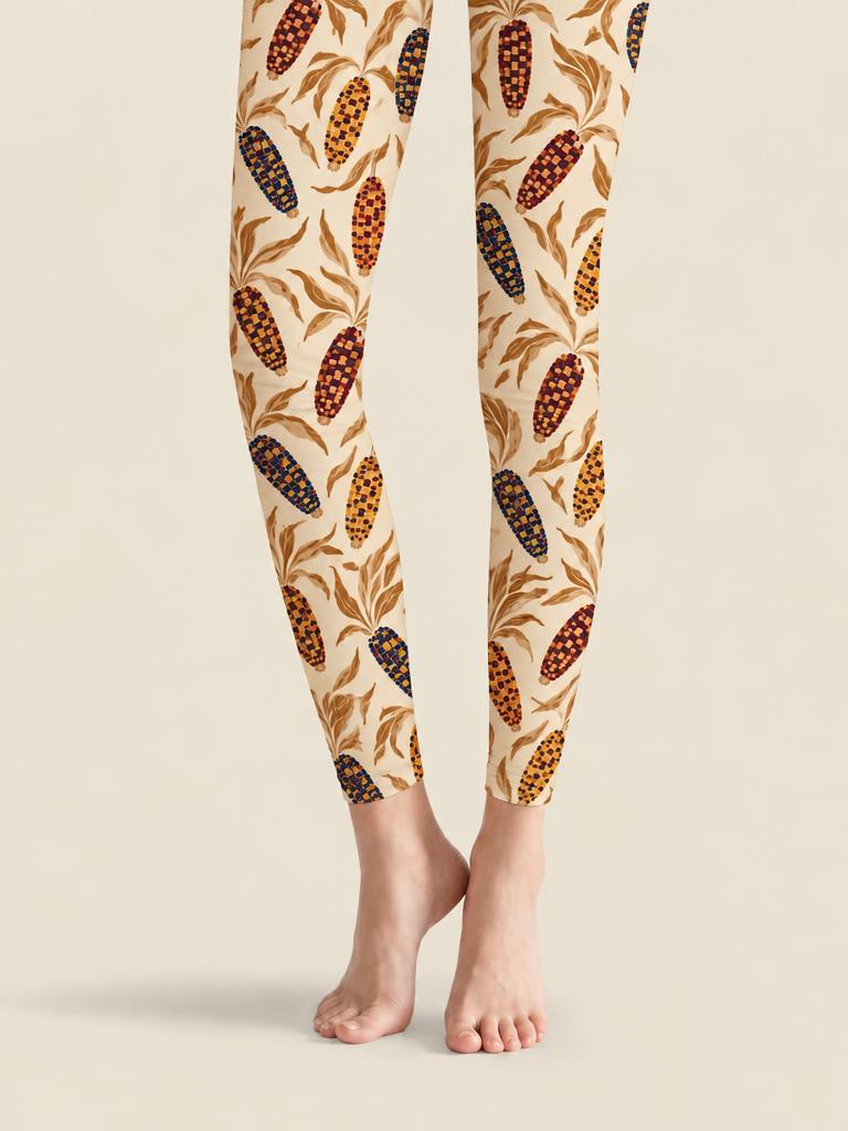 Thanksgiving Women Pinecone Acorn Botanical Footless Pantyhose