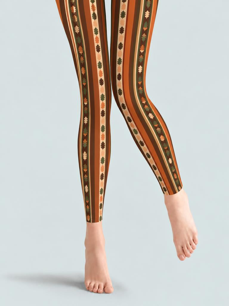 Thanksgiving Women Retro Vertical Stripe Footless Pantyhose