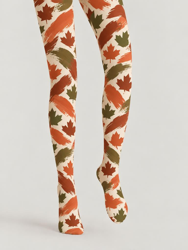 Thanksgiving Women Autumn Fall Maple Leaves Tights Pantyhose