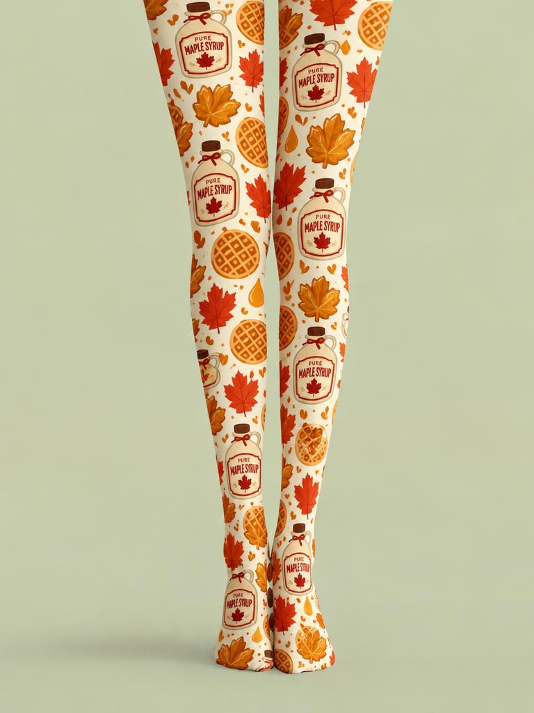 Thanksgiving Women Waffle Pumpkin Breakfast Tights Pantyhose