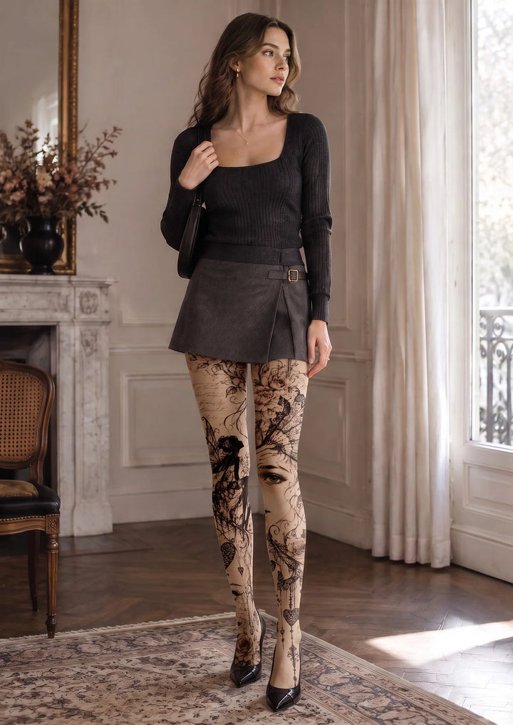 Women Secret Of The Butterfly Print Tights Hosiery Pantyhose