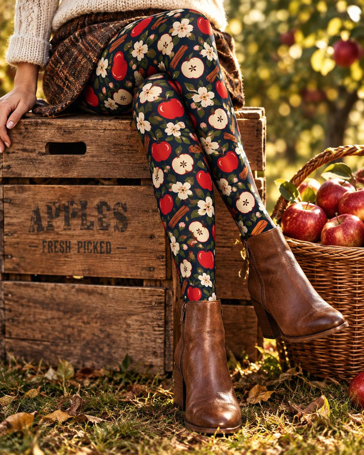 Thanksgiving Women Apple Harvest Fruit Print Tights Pantyhose