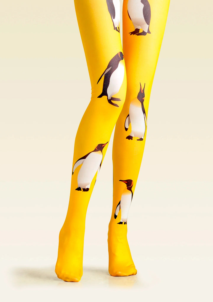 Women Cute Yellow Penguin Animal Print Art Tights Pantyhose