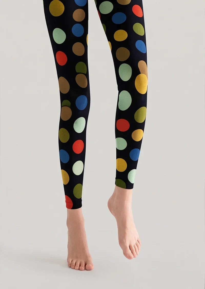 Women Retro Colorful Polka Dots Print Footless Tights Pantyhose