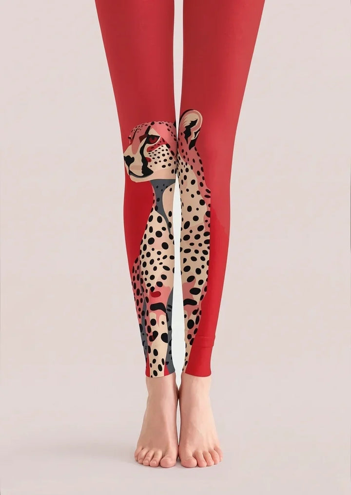 Scarlet Cheetah Footless Tights Hosiery Pantyhose